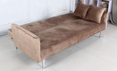 Canapé clic-clac convertible 3 places velours taupe Anterio