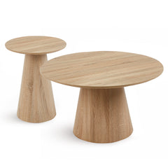 Ensemble de tables basses rondes Ciria en bois clair