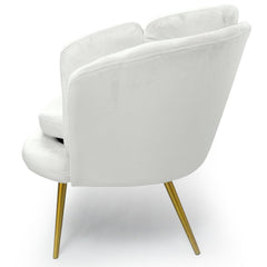 Canapé 2 places Arneris arrondi velours blanc pieds or