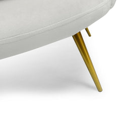 Canapé 2 places Arneris arrondi velours blanc pieds or