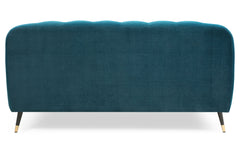 Canapé 2 places capitonné Banola velours bleu canard