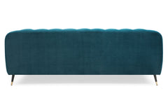 Canapé capitonné 3 places style boudoir Glams Velours Bleu canard