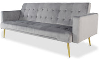 Canapé convertible Justy en velours gris clair