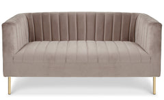 Canapé 2 places Basta en velours taupe à coutures verticales