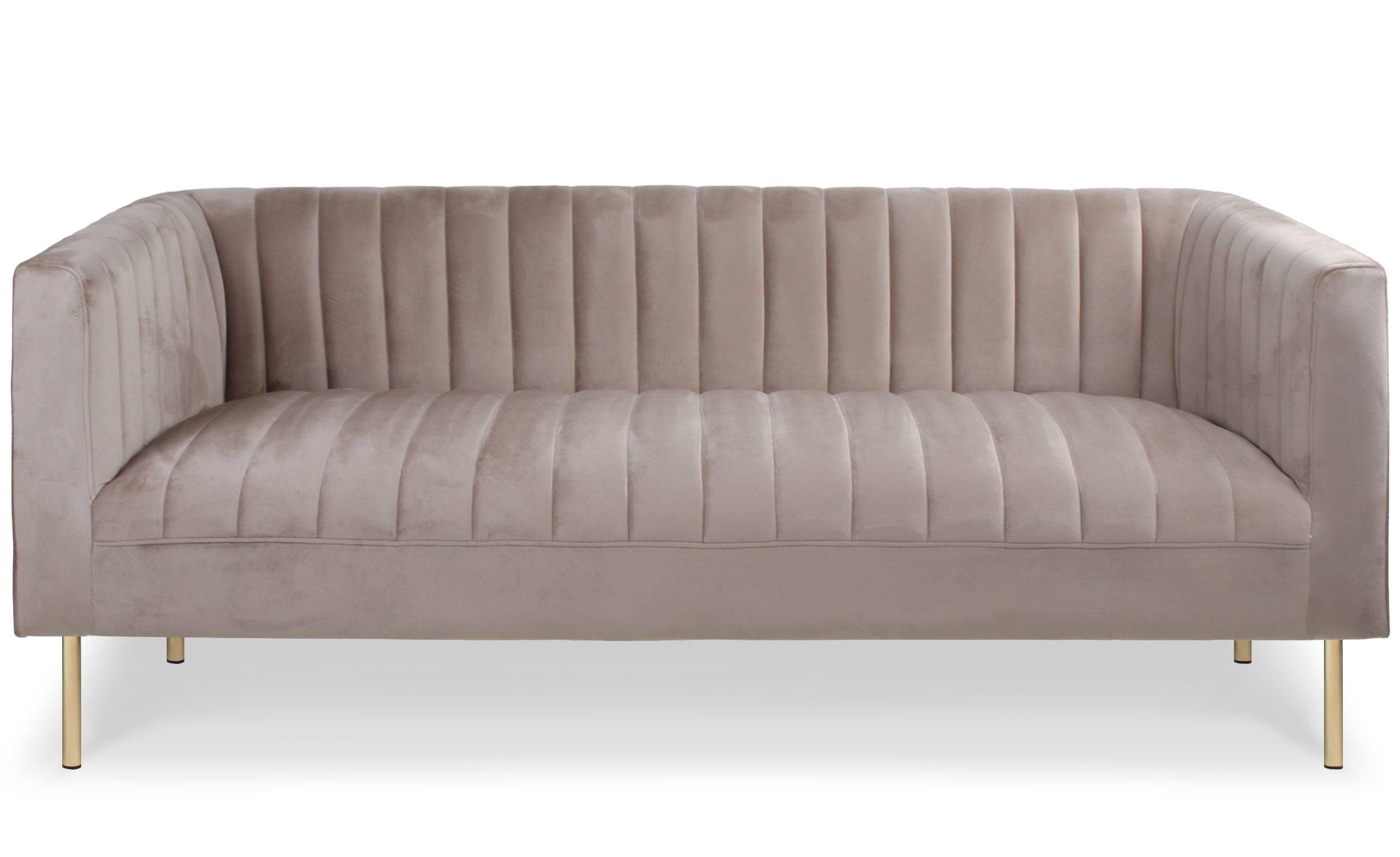 Canapé moderne 3 places à coutures verticales Sacramento Velours Taupe