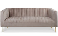 Canapé moderne 3 places à coutures verticales Sacramento Velours Taupe