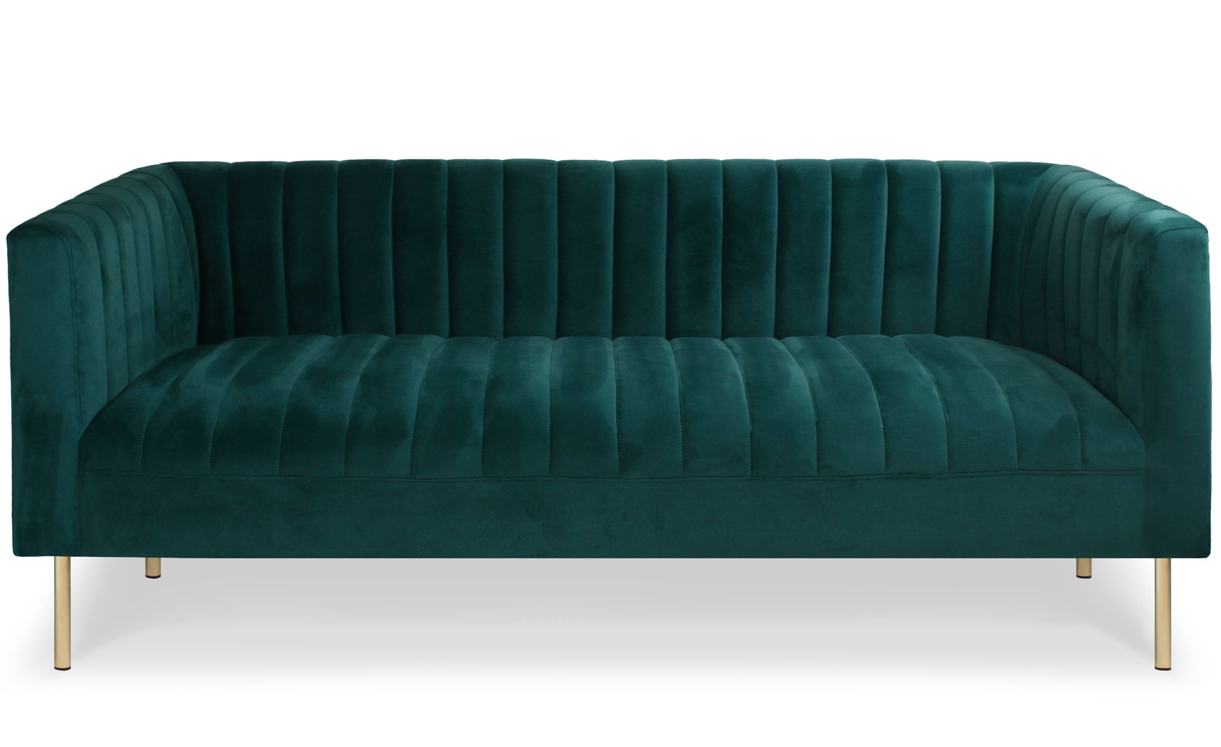 Canapé moderne 3 places à coutures verticales Sacramento Velours Vert