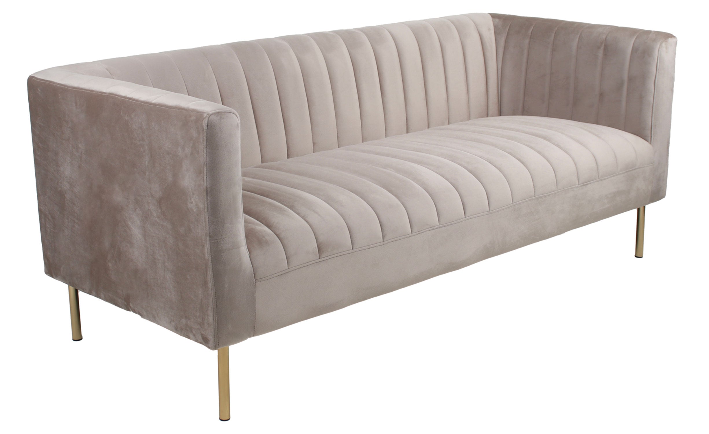 Canapé moderne 3 places à coutures verticales Sacramento Velours Taupe