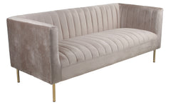 Canapé moderne 3 places à coutures verticales Sacramento Velours Taupe