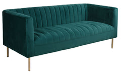 Canapé moderne 3 places à coutures verticales Sacramento Velours Vert
