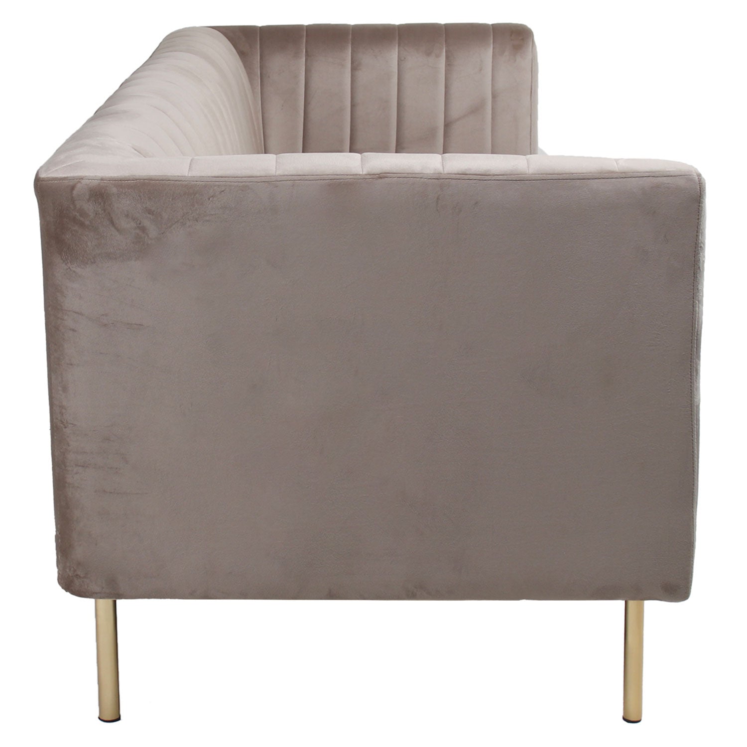 Canapé moderne 3 places à coutures verticales Sacramento Velours Taupe
