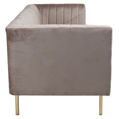 Canapé moderne 3 places à coutures verticales Sacramento Velours Taupe