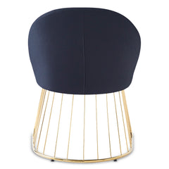 Chaise avec dossier arrondi effet drapé Bamuen pieds or et tissu noir