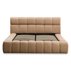 Lit coffre matelassé Carita 180x200cm tissu beige