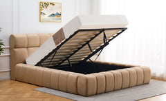 Lit coffre matelassé Carita 180x200cm tissu beige
