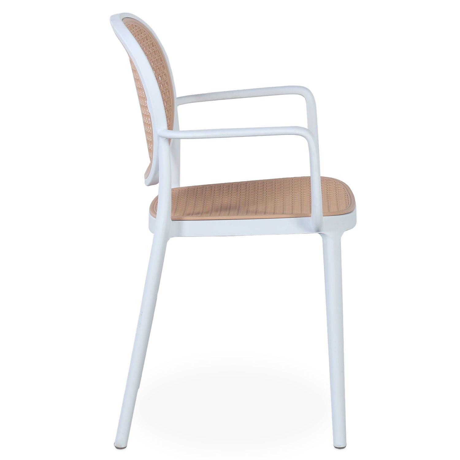 Lot de 2 chaises empilables Chapline Polypropylène effet cannage Beige et Blanc