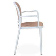 Lot de 2 chaises empilables Chapline Polypropylène effet cannage Beige et Blanc
