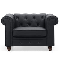 Fauteuil Abir en simili cuir noir