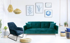 Canapé convertible 3 places Carla Velours Vert