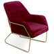 Fauteuil Claudio velours rouge avec pieds en métal doré