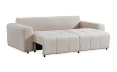 Canapé convertible 3 places Cloudy Tissu bouclette Crème