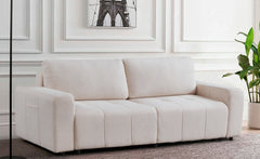 Canapé convertible 3 places Cloudy Tissu bouclette Crème