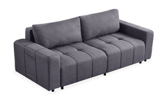 Canapé convertible 3 places Cloudy Tissu effet lin Gris foncé