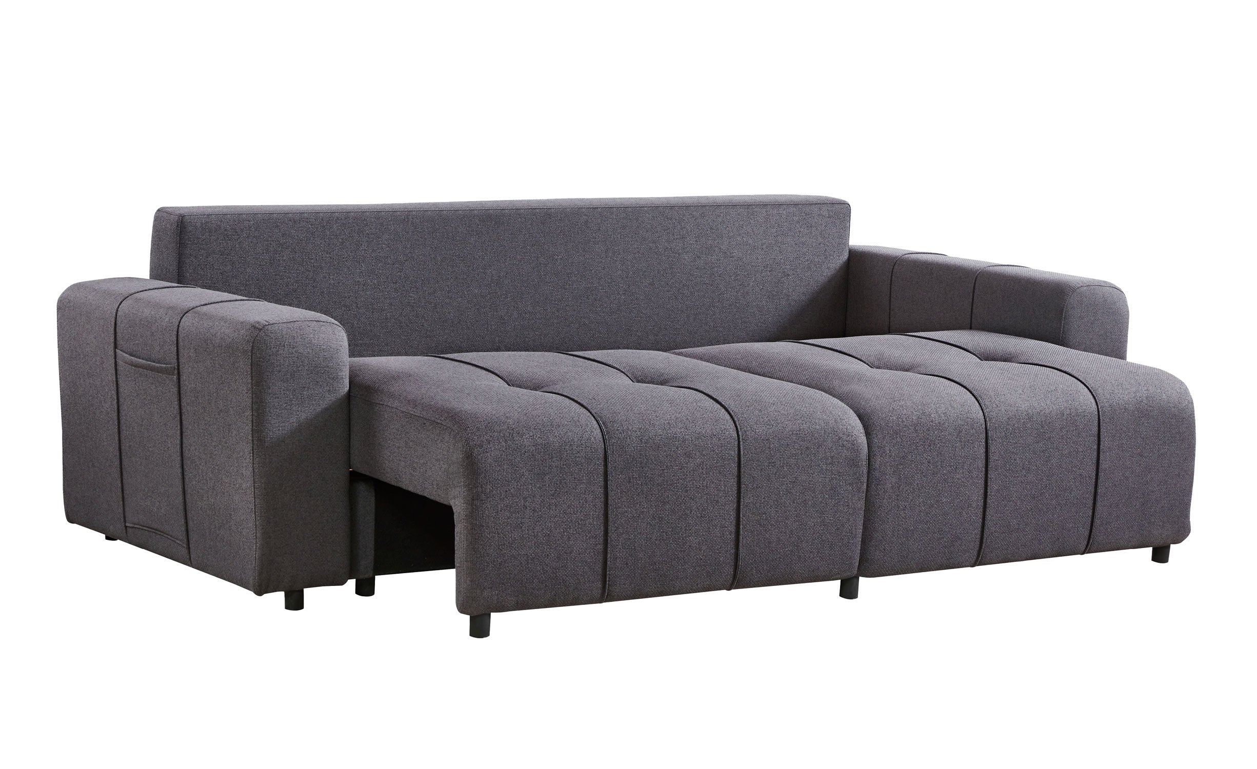 Canapé convertible 3 places Cloudy Tissu effet lin Gris foncé