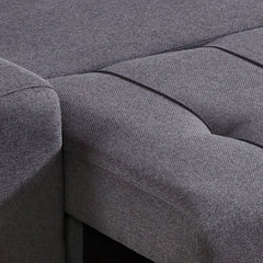 Canapé convertible 3 places Cloudy Tissu effet lin Gris foncé