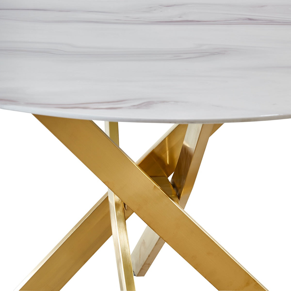 Table ronde en verre Effet Marbre Corix pieds Or