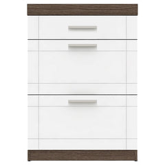 Commode 1 tiroir et 2 portes L70xH100cm Tenessil Chêne foncé et Blanc