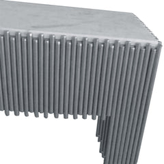 Console design Galantine Marbre Blanc pieds Argent