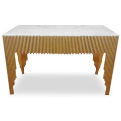 Console design Galantine Marbre Blanc pieds Or