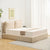 Lit-coffre sommier relevable Cartato 140x190cm tissu bouclette beige