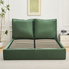 Lit-coffre sommier relevable Cartato 160x200 cm velours vert