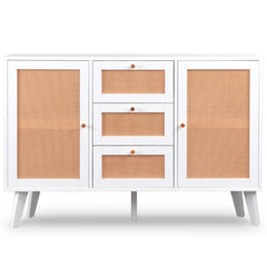 Buffet à cannage Carnes avec 3 tiroirs et 2 portes blanc L120cm