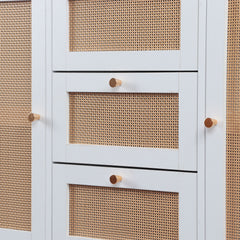 Buffet à cannage Carnes avec 3 tiroirs et 2 portes blanc L120cm