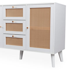 Buffet à cannage Carnes avec 3 tiroirs et 2 portes blanc L120cm