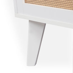 Buffet à cannage Carnes avec 3 tiroirs et 2 portes blanc L120cm