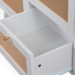 Buffet à cannage Carnes avec 3 tiroirs et 2 portes blanc L120cm