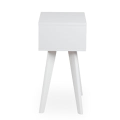 Table de chevet Carnes 1 tiroir cannage L40cm blanc