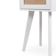 Table de chevet Carnes 1 tiroir cannage L40cm blanc