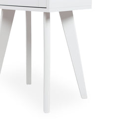 Table de chevet Carnes 1 tiroir cannage L40cm blanc