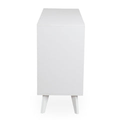 Commode Carnes 6 tiroirs cannage L120cm blanc