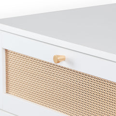 Commode Carnes 6 tiroirs cannage L120cm blanc