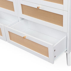 Commode Carnes 6 tiroirs cannage L120cm blanc