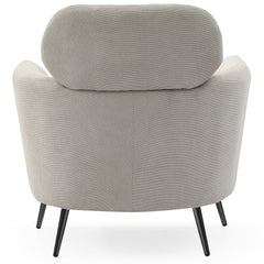 Fauteuil Bonkou avec haut dossier en tissu doux beige