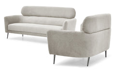 Canapé 3 places Bonkou avec haut dossier en tissu beige doux