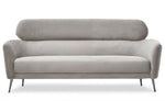 Canapé 3 places en tissu doux gris avec haut dossier