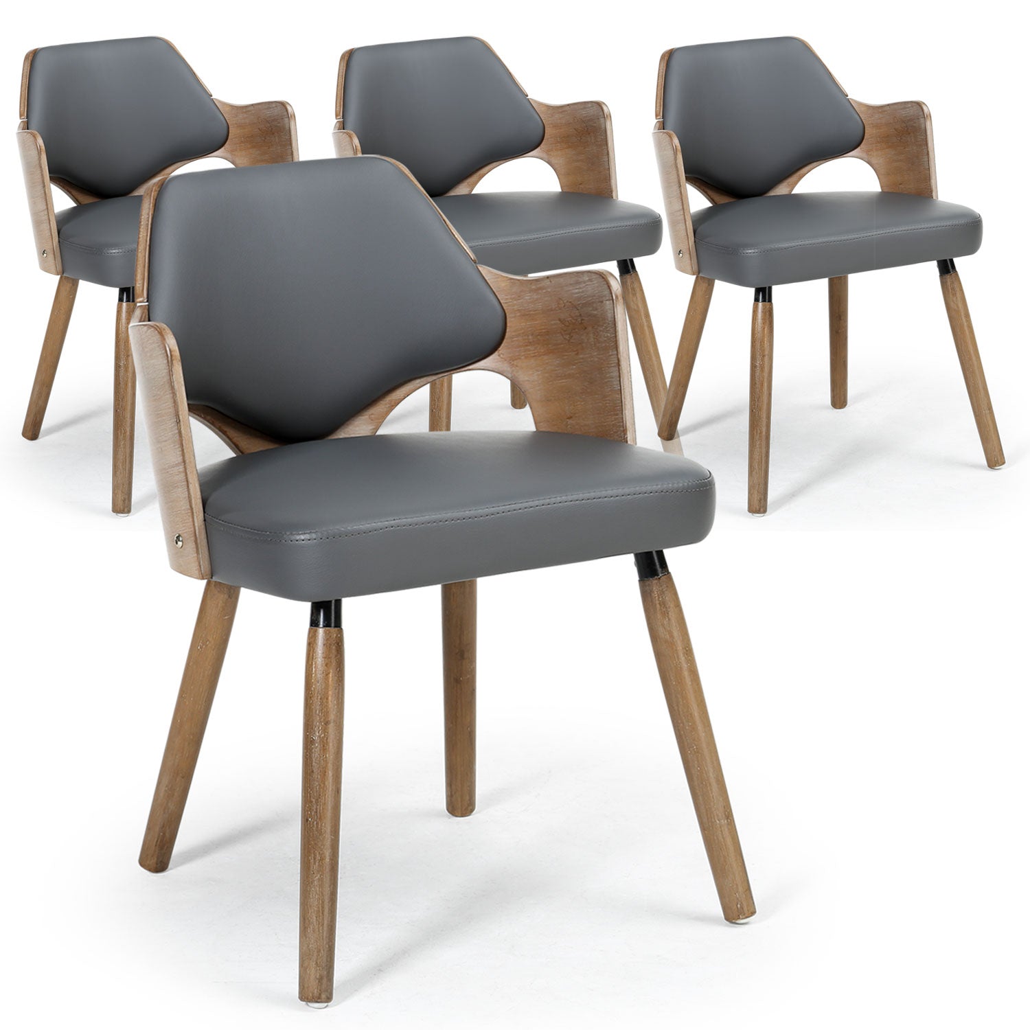 Lot de 4 chaises scandinaves Dima Bois Vintage Gris